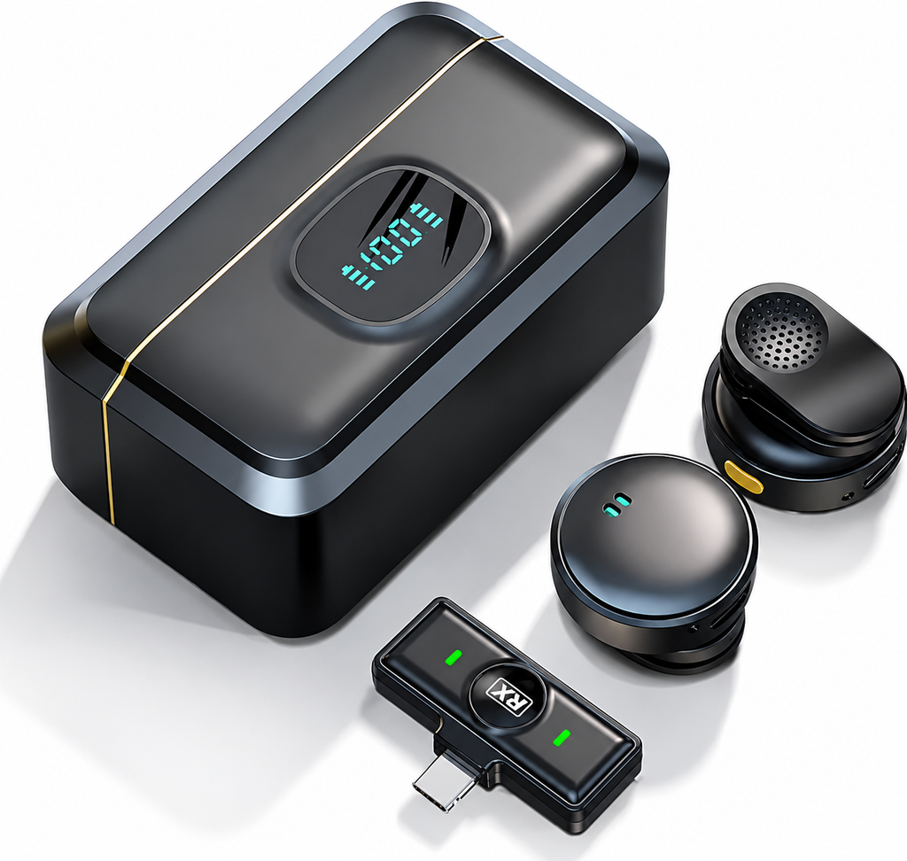 2-in-1 Wireless Microphone with Advanced Noise Cancellation