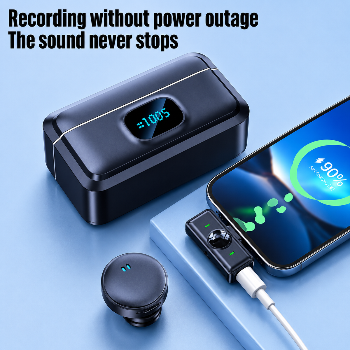 2-in-1 Wireless Microphone with Advanced Noise Cancellation