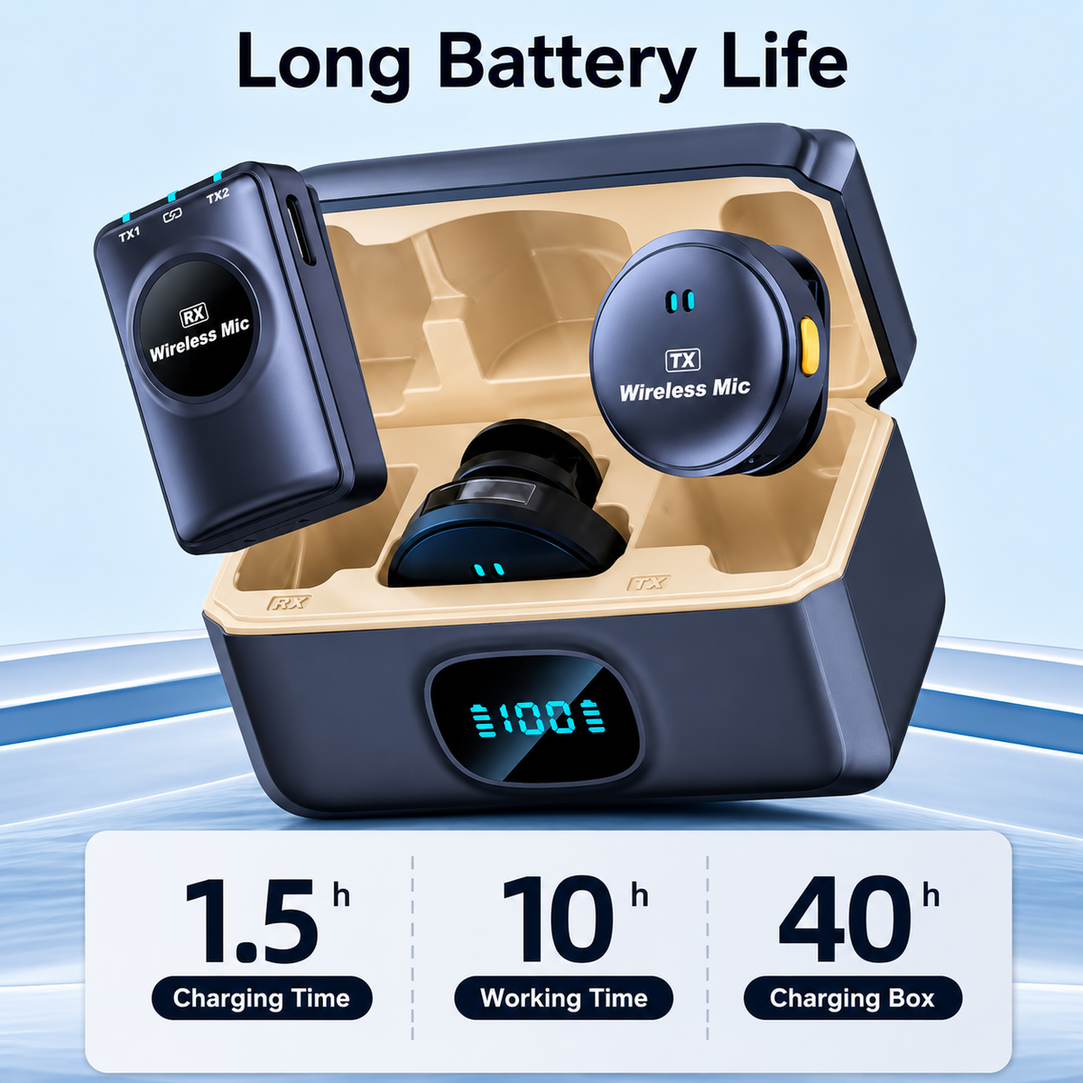 2-in-1 Wireless Microphone with Advanced Noise Cancellation