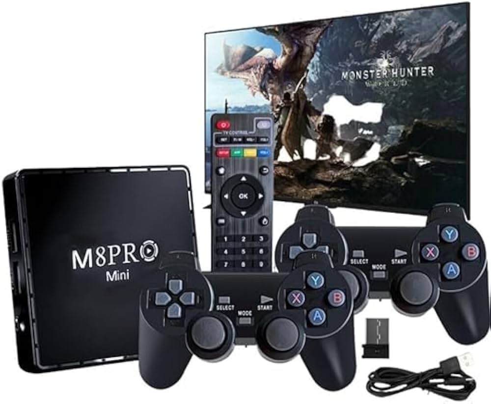 M8PRO Mini 4K Android TV Box with Dual Wireless Gaming Controllers